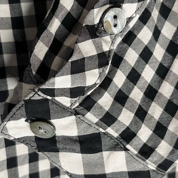 J. Jill Buffalo Plaid Black White Blouse Small - Picture 5 of 7